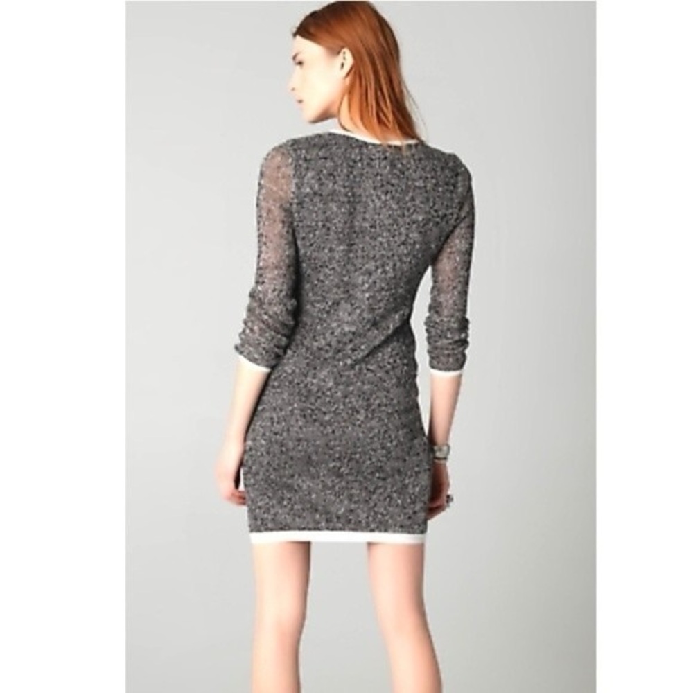 Gryphon Lamu Linen Marled Black and White Longsleeve Knit Dress S